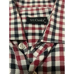 ST CROIX Made in Italy‎ Gingham Print Shirt Size Medium Mens 100% Cotton